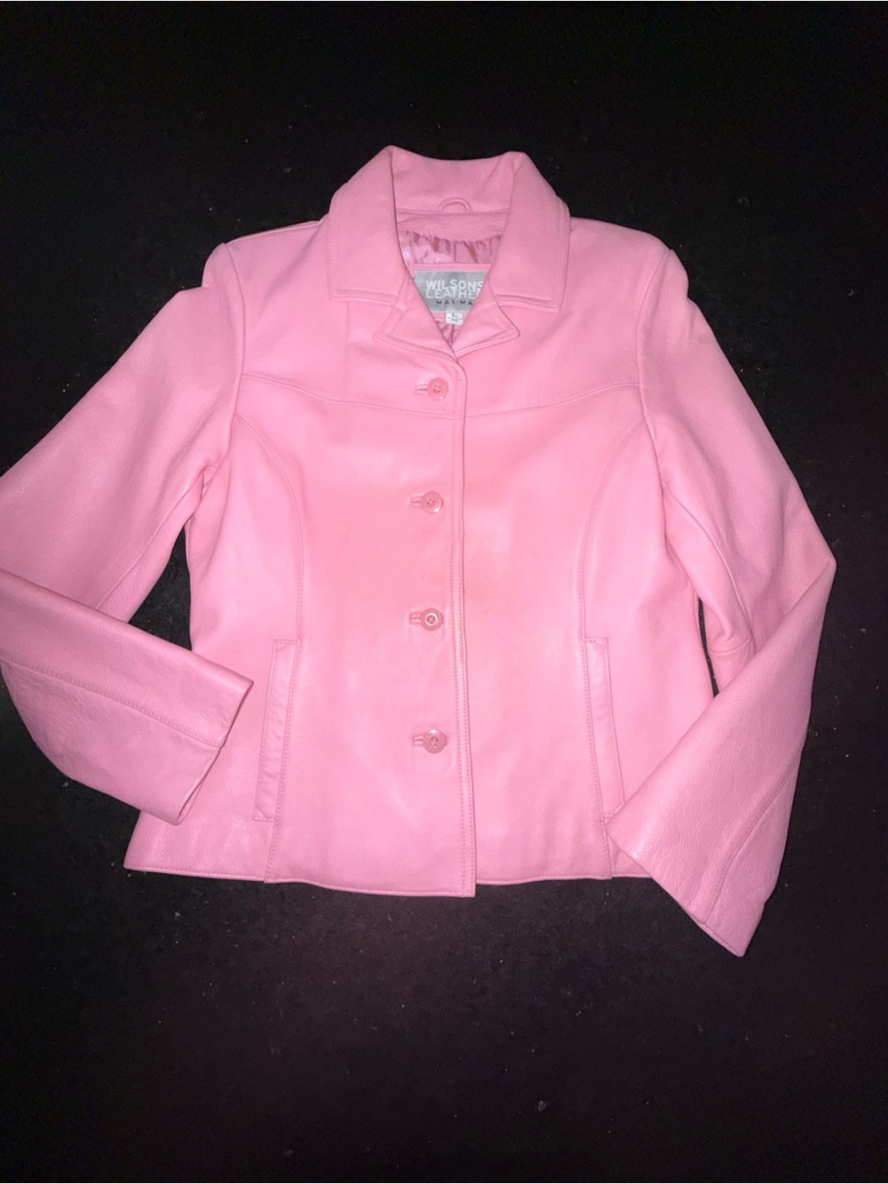 Y2K Wilsons Leather Maxima Bubblegum Pink Genuine Leather Jacket SZ L EXCELLENT
